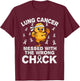 Funny Lung Cancer Awareness Chicken White Ribbon Support T-Shirt - T-Shirt | Maroon
