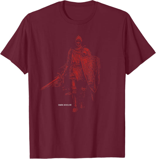 Dark Souls III Cursed Knight Red Portrait Video Game T-Shirt - T-Shirt | Maroon