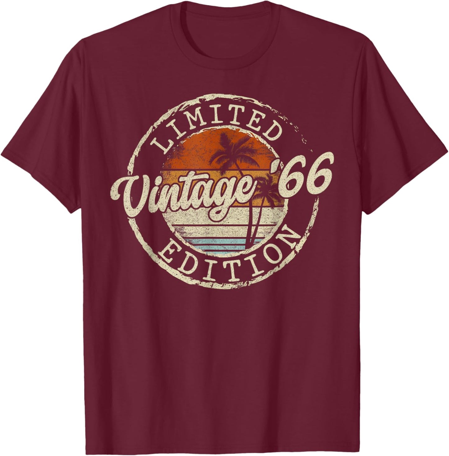 60th Birthday Vintage 1966 Limited Edition 60 Year Old Men T-Shirt - T-Shirt | Maroon