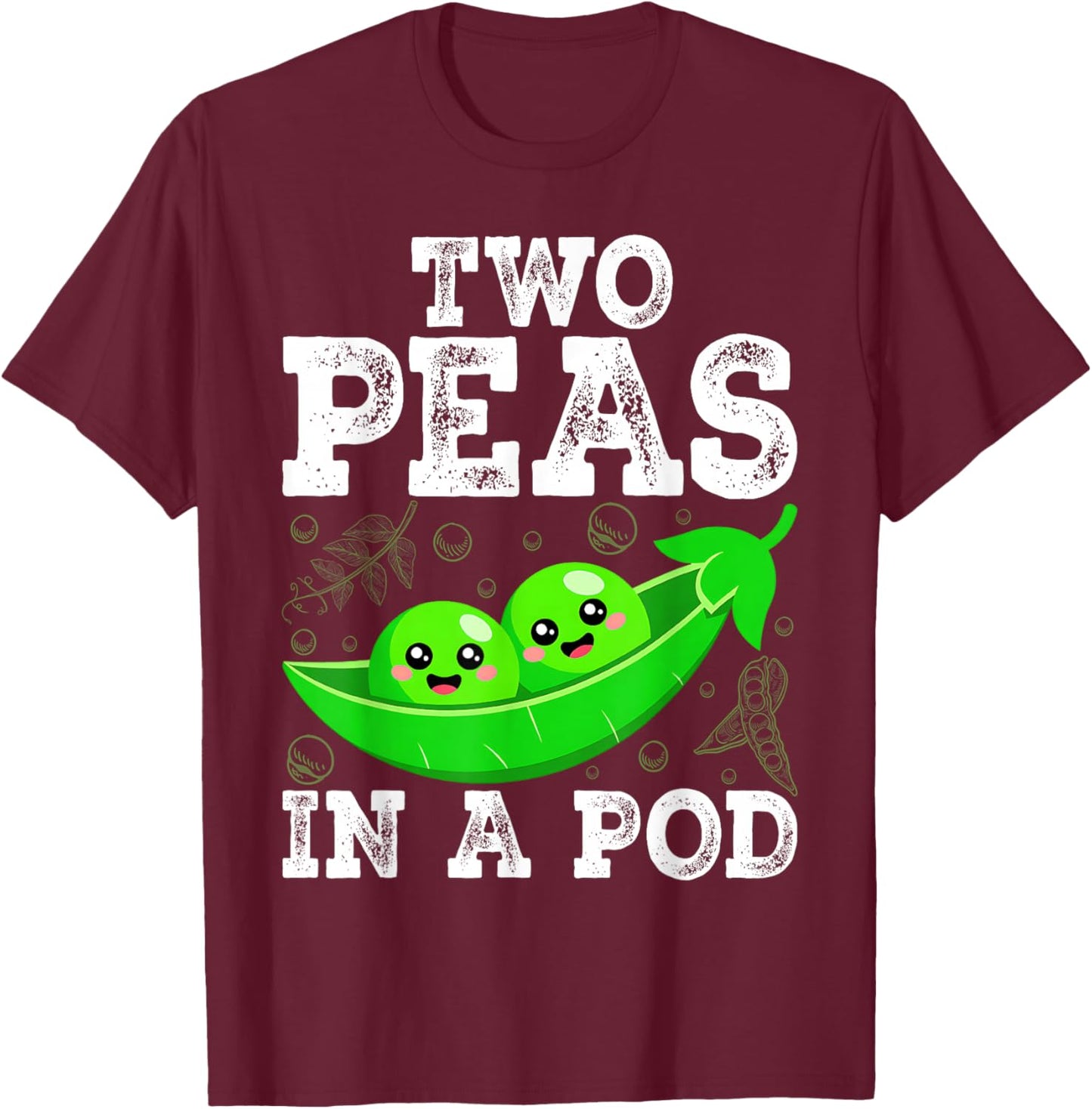 Two Peas in A Pod Cute Funny Costume T-Shirt - T-Shirt | Maroon