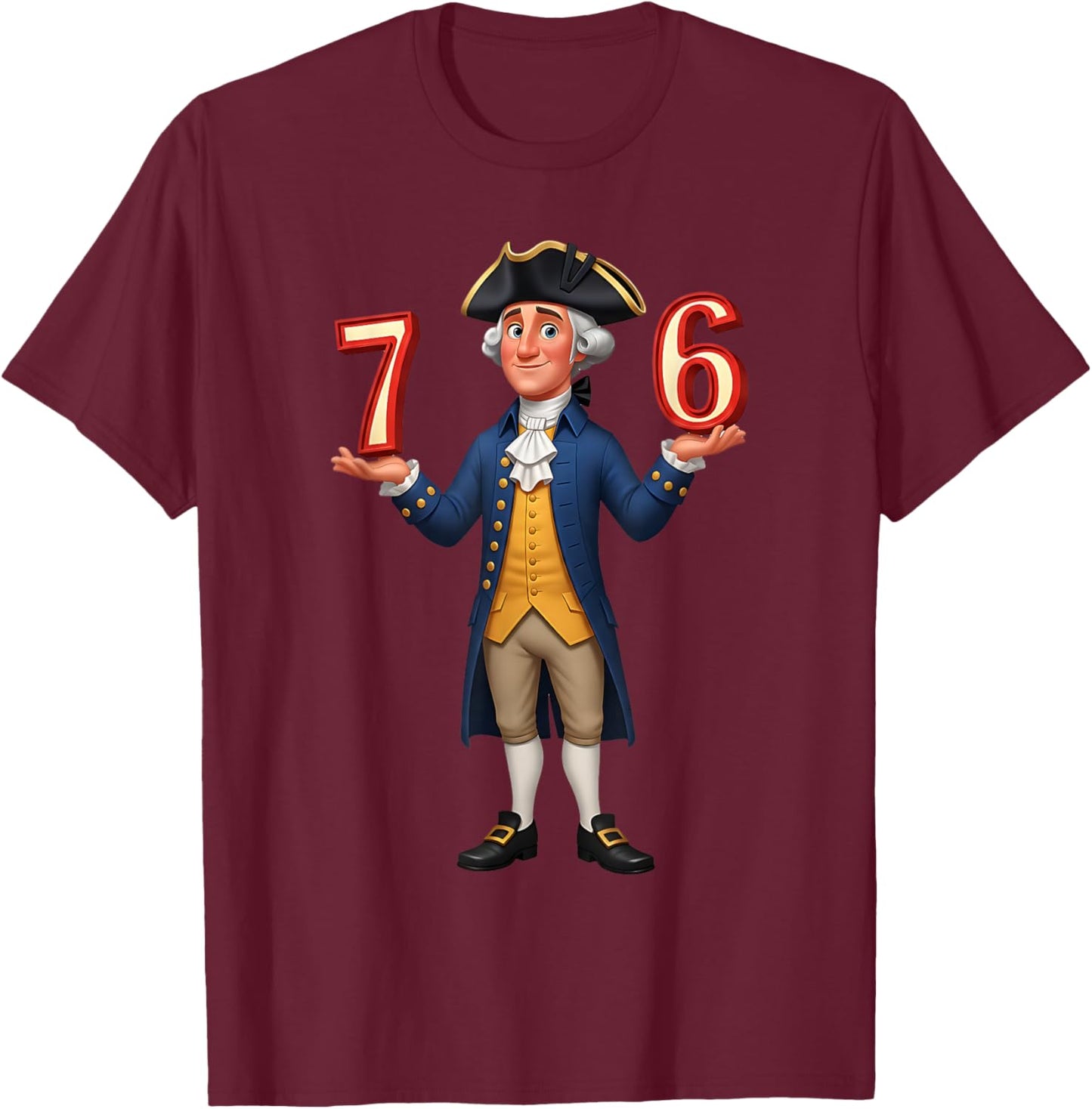 Six Seven American 67 Gen Alpha Slang 7 6 George Washington T-Shirt - T-Shirt | Maroon