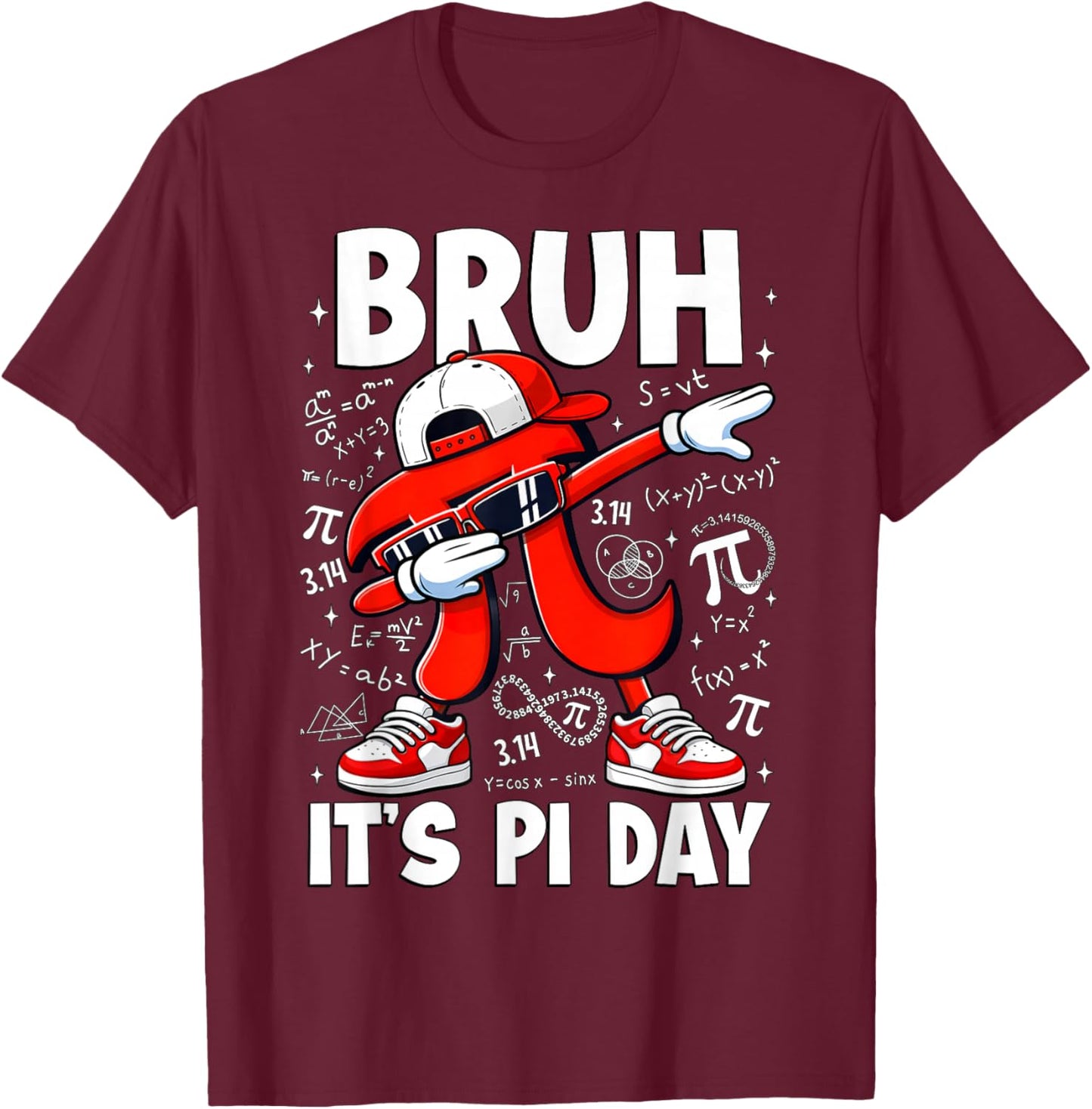 Bruh It's Pi Day Pi Symbol Dabbing Pi Math Teacher Boys Kids T-Shirt - T-Shirt | Maroon
