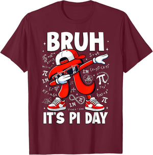 Bruh It's Pi Day Pi Symbol Dabbing Pi Math Teacher Boys Kids T-Shirt - T-Shirt | Maroon