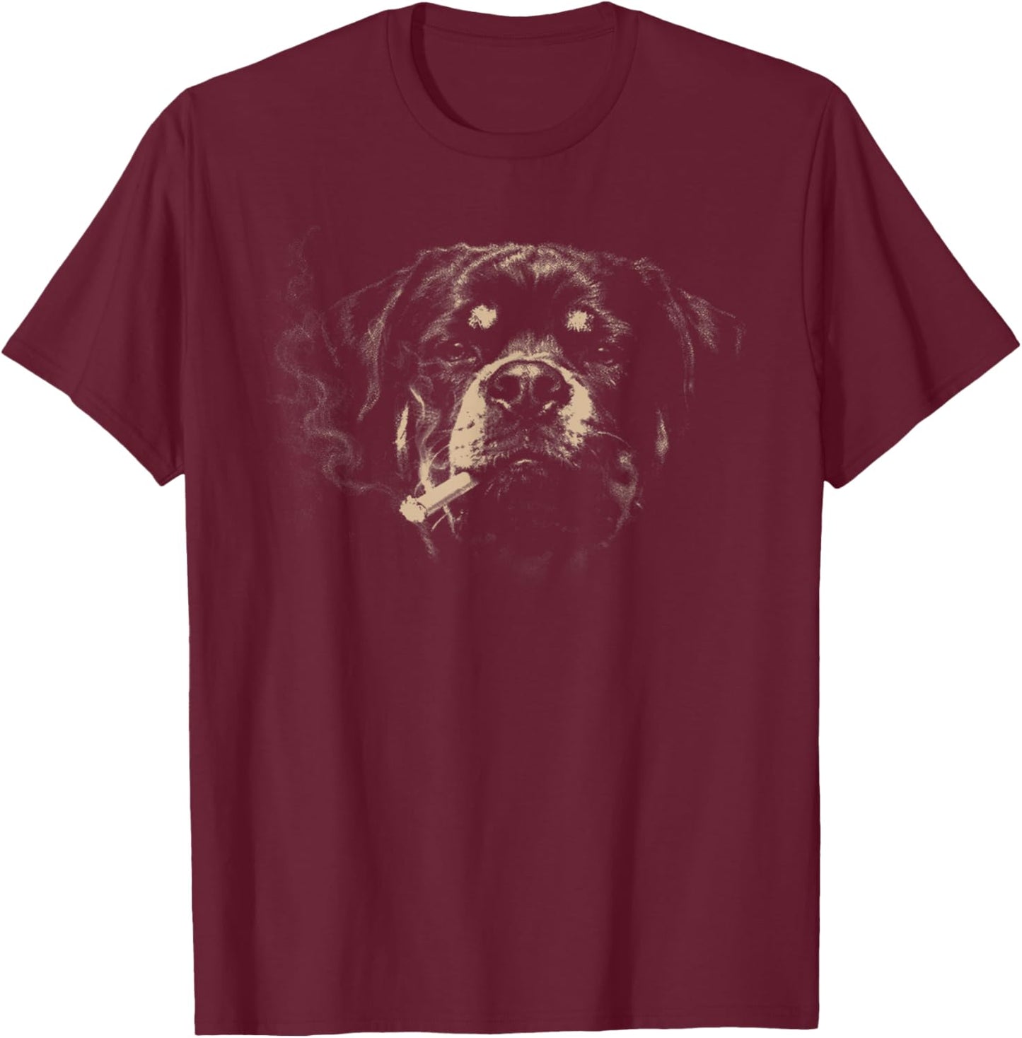 Dog Smoking Funny Rottweiler Smoking Dog Meme T-Shirt - T-Shirt | Maroon