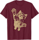 Funny Cat Jumping Up Brown Distressed Vintage Grunge Graphic T-Shirt - T-Shirt | Maroon