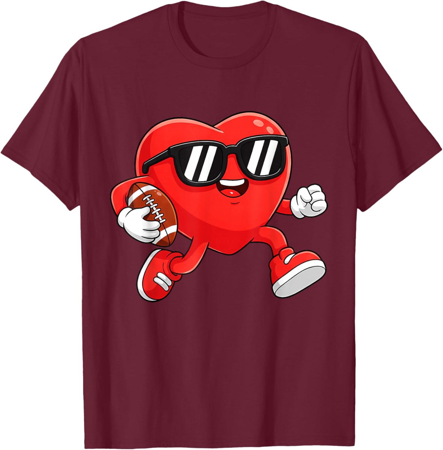 Boy Valentines Day Heart American Football Boys Men Kids T-Shirt - T-Shirt | Maroon