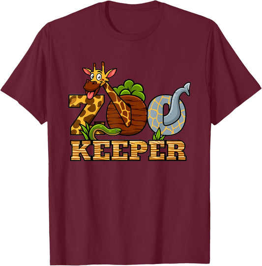 Zoo Keeper Funny Jungle Safari Animal Lover Men Women Kids T-Shirt - T-Shirt | Maroon