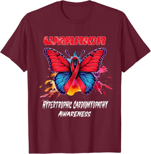 Colorful Butterfly Hypertrophic Cardiomyopathy Awareness T-Shirt - T-Shirt | Maroon