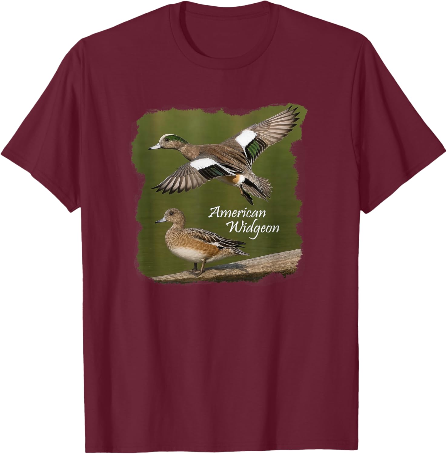 Bird Series. Duck Series. American Widgeon. T-Shirt - T-Shirt | Maroon