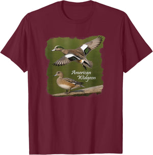 Bird Series. Duck Series. American Widgeon. T-Shirt - T-Shirt | Maroon