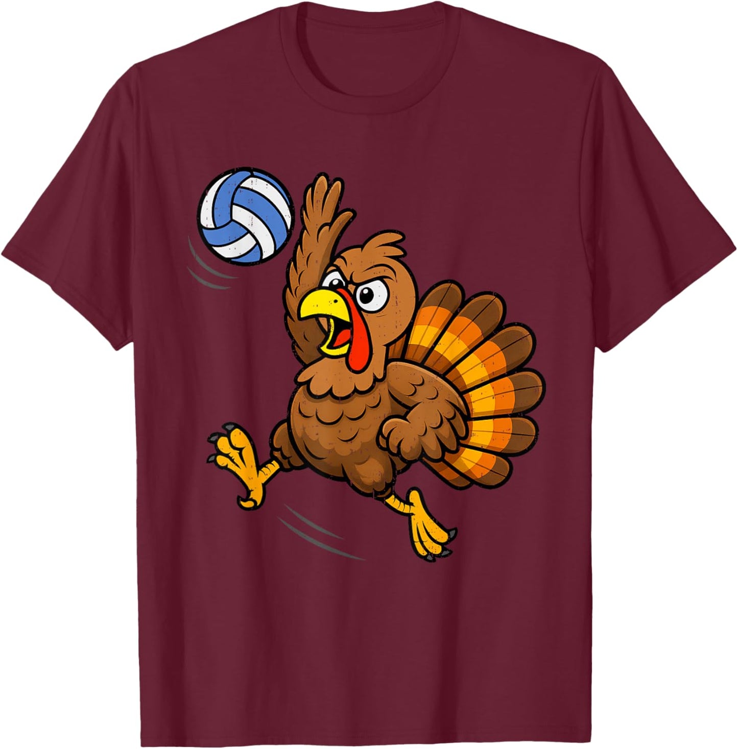 Funny Turkey Volleyball Thanksgiving Sport Humor Men Boy Kid T-Shirt - T-Shirt | Maroon