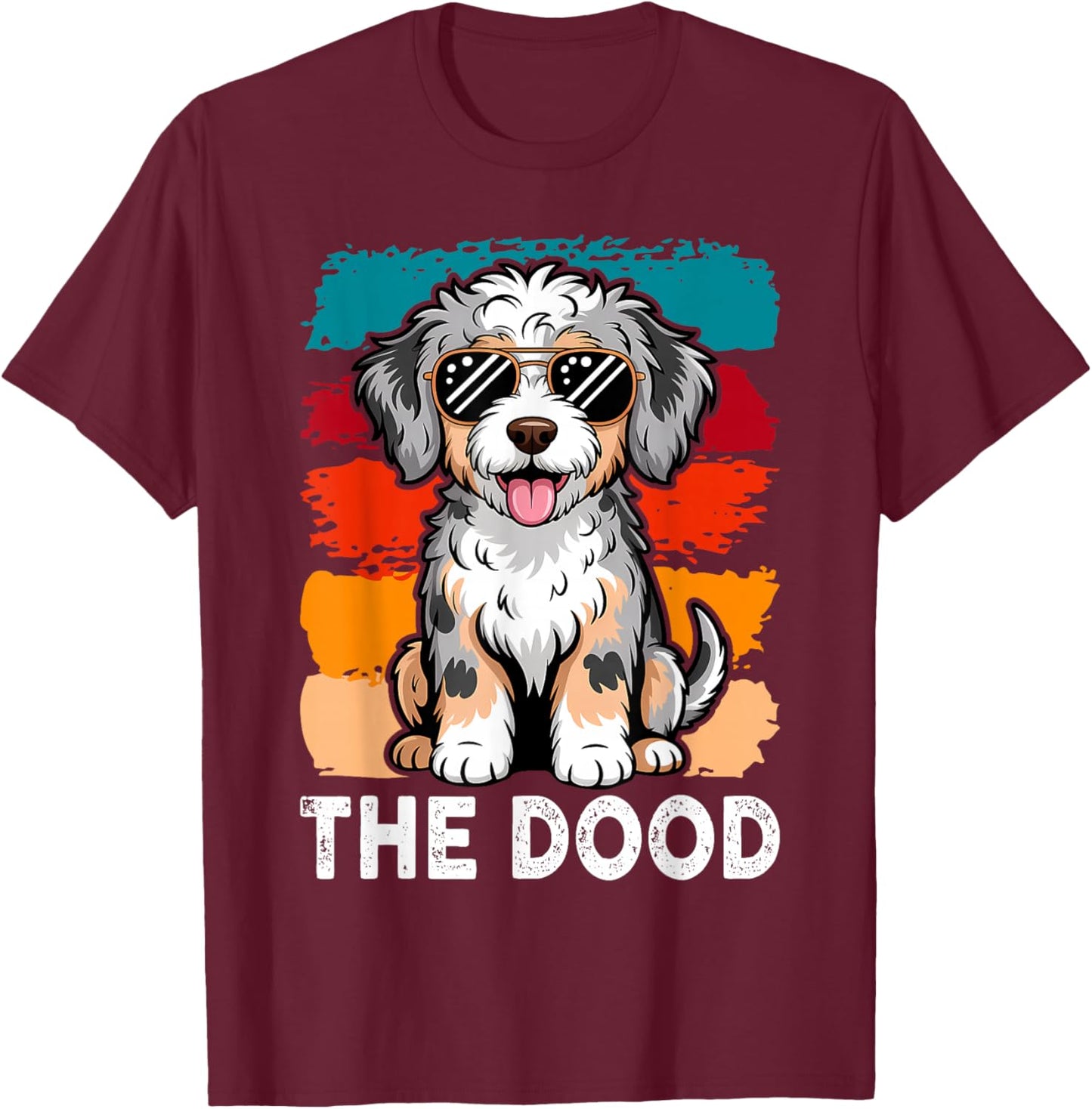 The Dood Mom Blue Merle Aussiedoodle Doodle Dog Dad T-Shirt - T-Shirt | Maroon