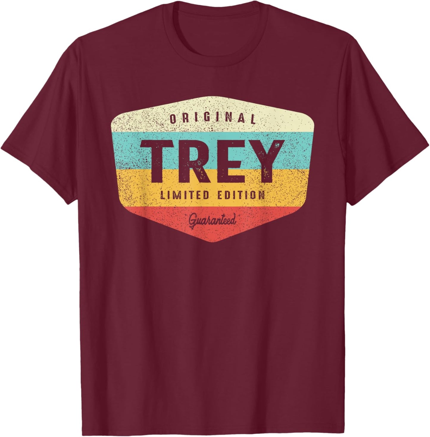 Trey Personalized Name - Trey T-Shirt - T-Shirt | Maroon