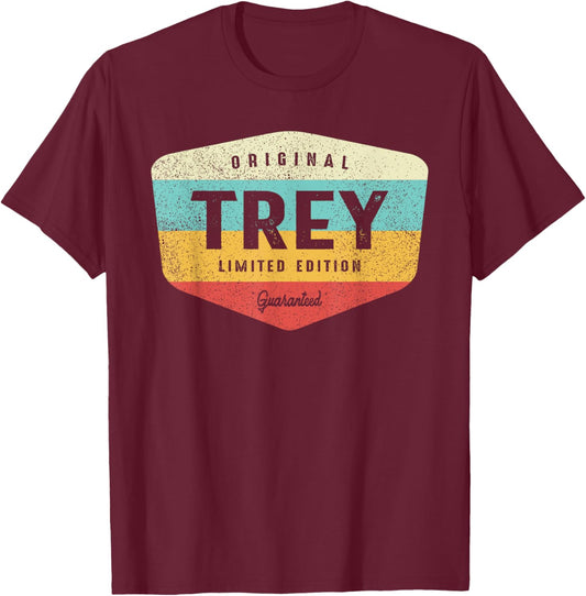 Trey Personalized Name - Trey T-Shirt - T-Shirt | Maroon