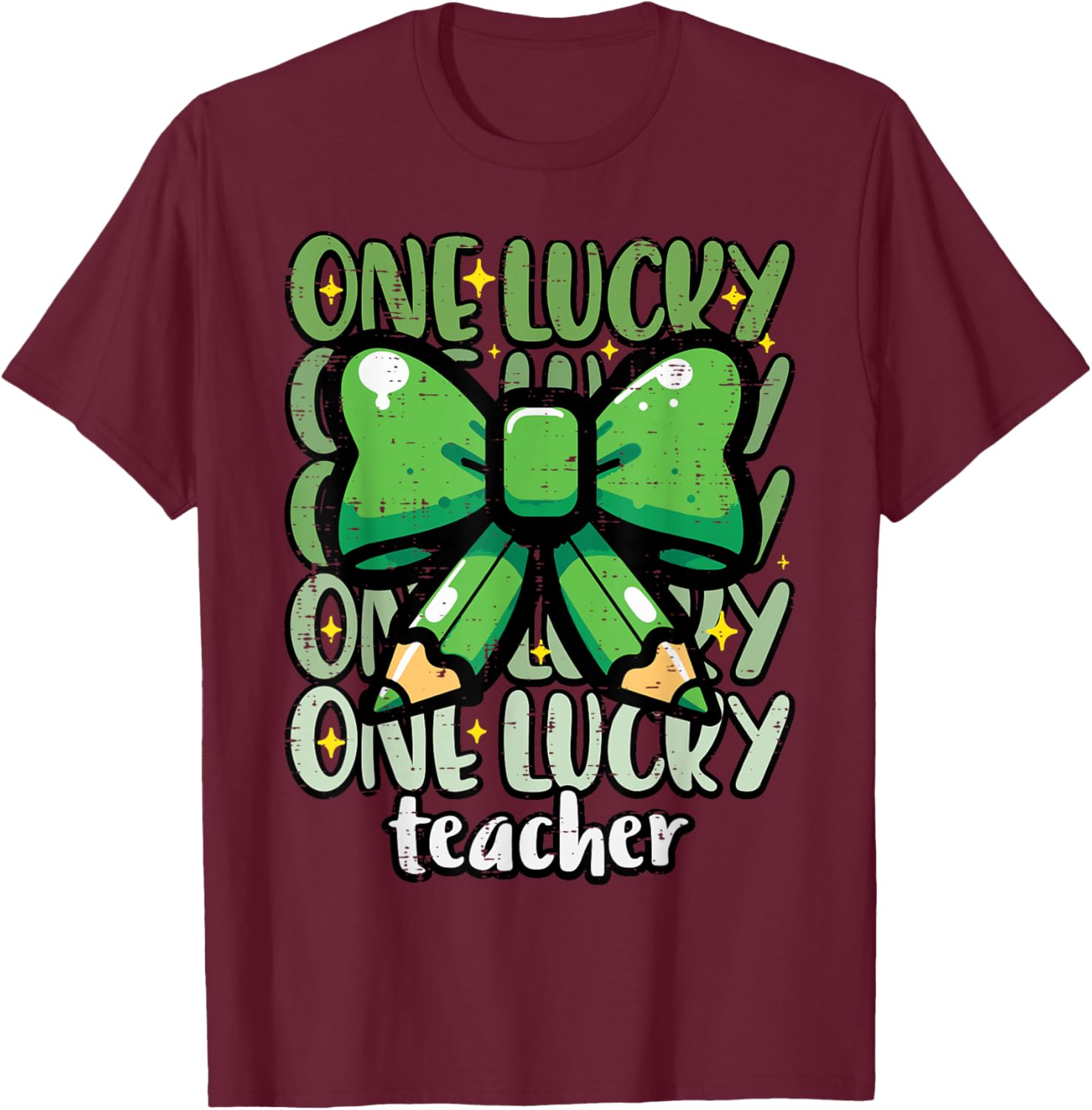 St Patricks Day One Lucky Teacher Bow Saint Pattys Women T-Shirt - T-Shirt | Maroon