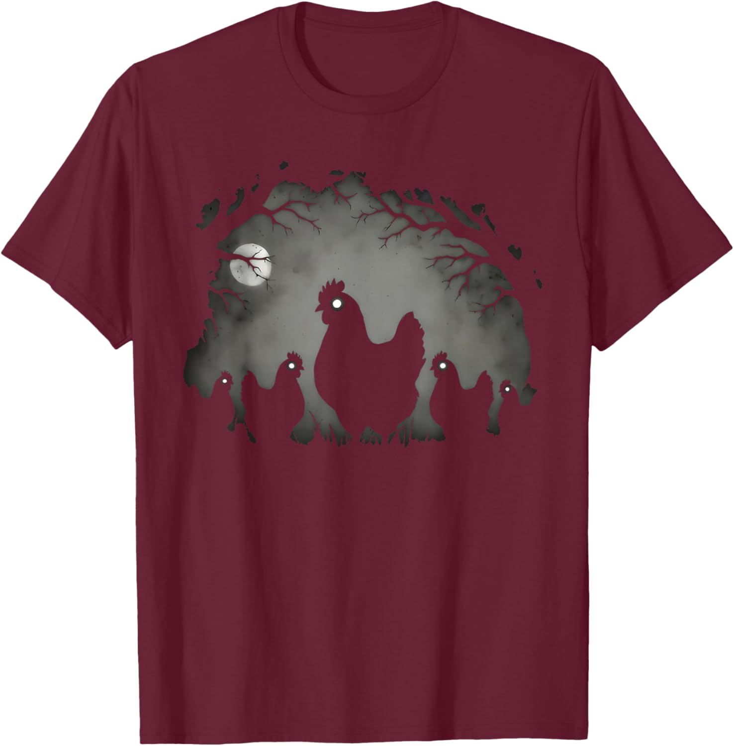 Creepy Gothic Chicken Aesthetic Horror Grunge Goth Chicken T-Shirt - T-Shirt | Maroon
