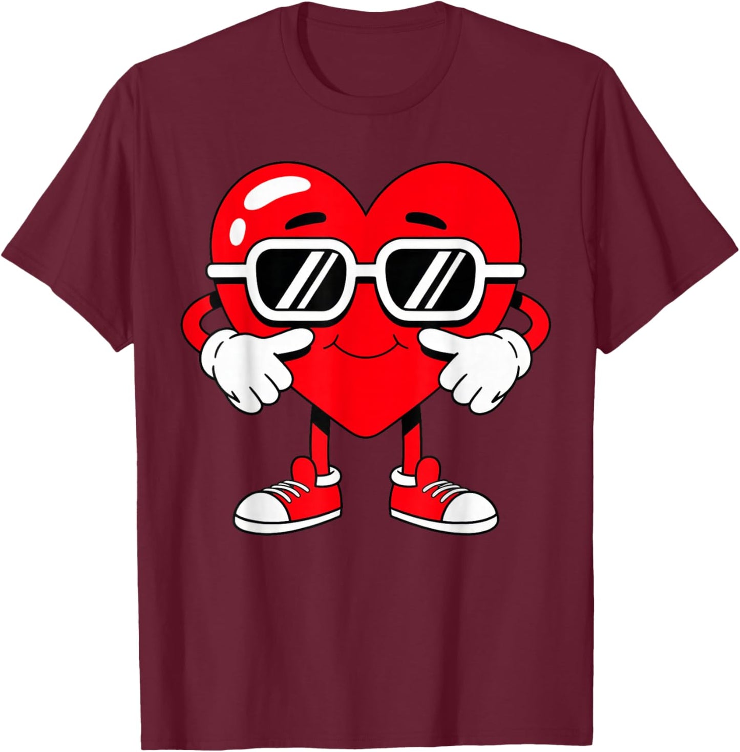 Valentines Love Heart Peace T-Shirt - T-Shirt | Maroon