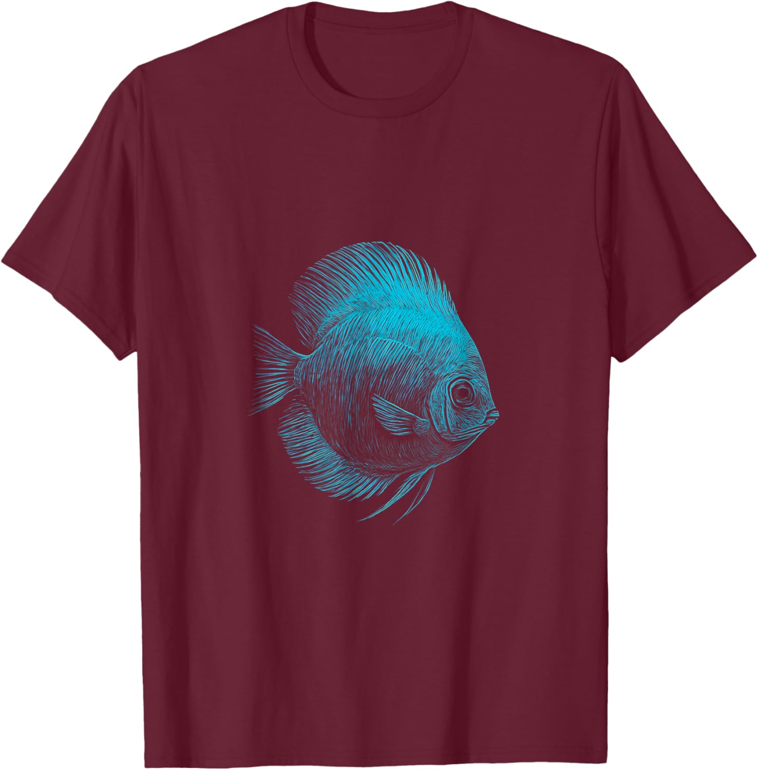 Blue Discus Fish Aquarium Fishkeeper T-Shirt - T-Shirt | Maroon