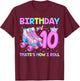 Kids Rolling Into 10 Roller Skating 10th Birthday Girl Party T-Shirt - T-Shirt | Maroon