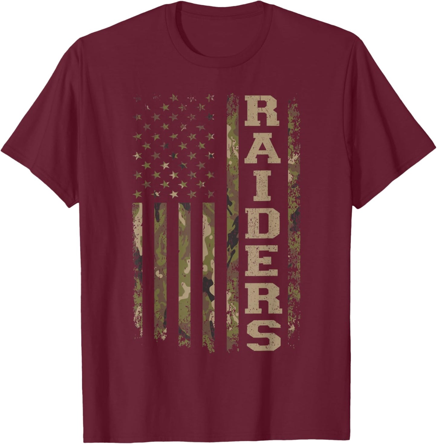 Raiders USA Flag Camo Women Girl Boy T-Shirt - T-Shirt | Maroon