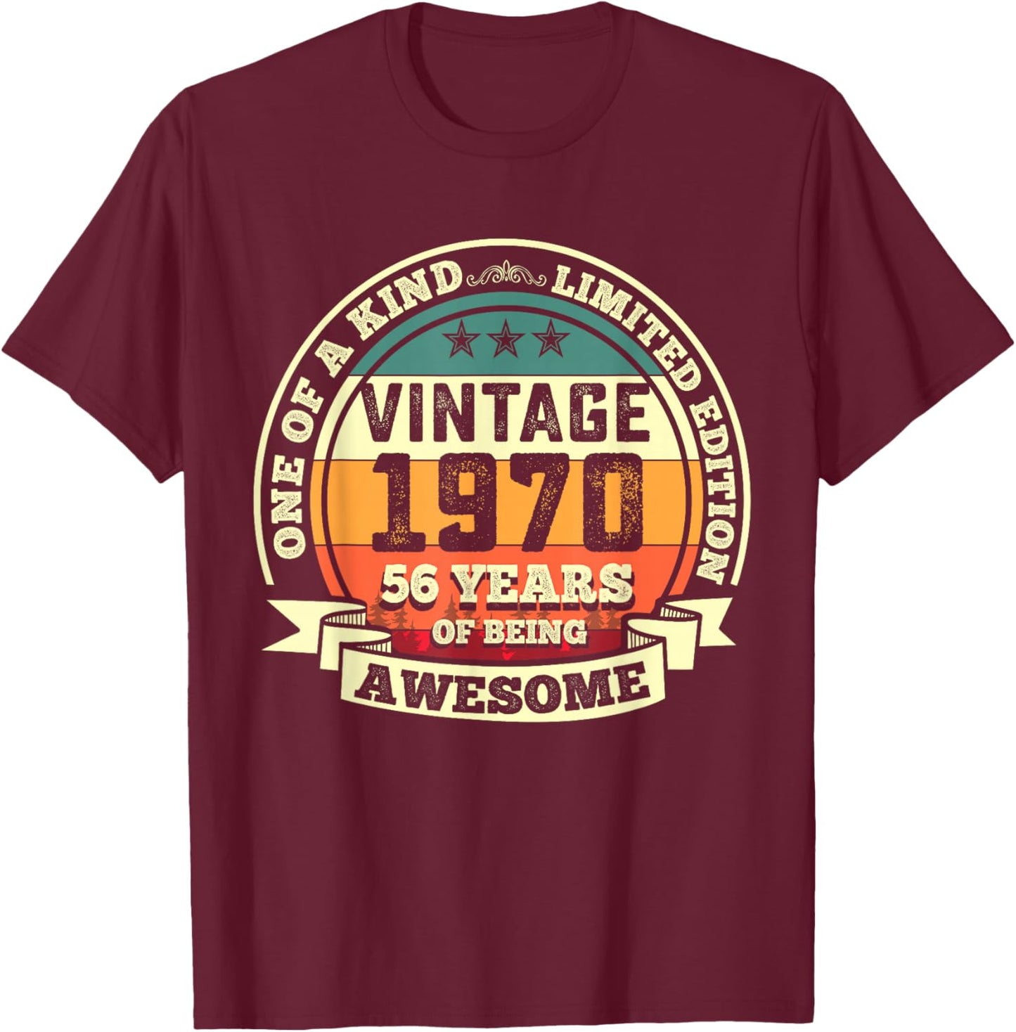 56th Birthday Gift 56 Years of Being Awesome 56 Years Old T-Shirt - T-Shirt | Maroon