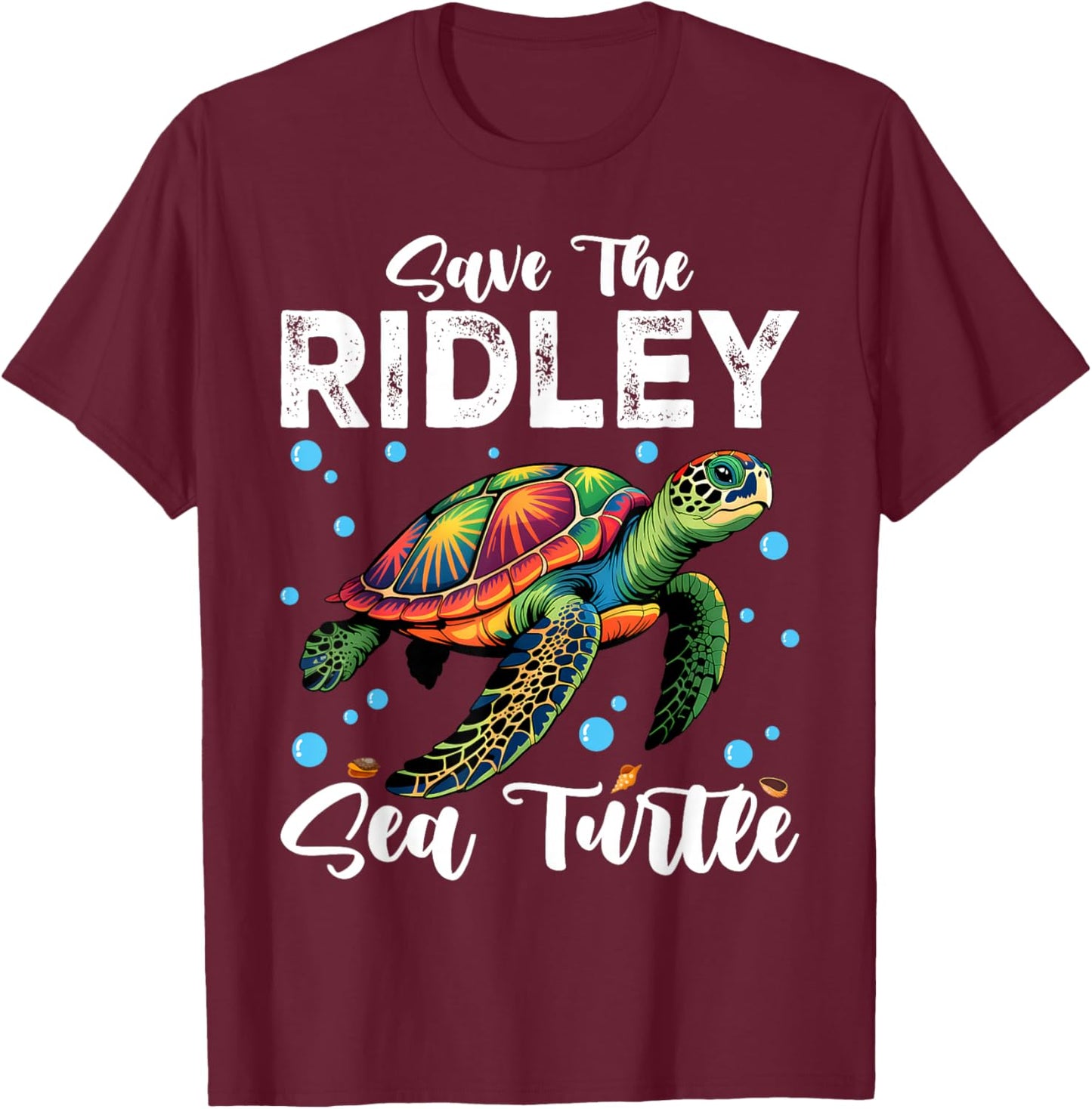 Save The Ridley Sea Turtle T-Shirt - T-Shirt | Maroon