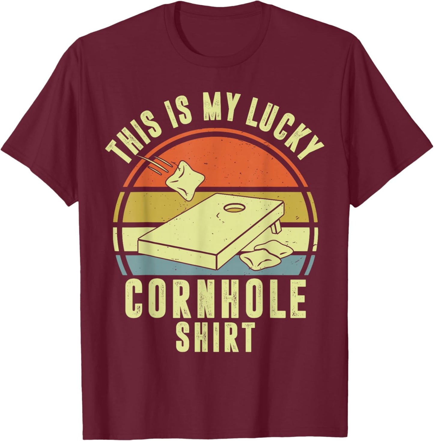 This is My Lucky Cornhole Shirt Daddy Team Funny Corn Hole T-Shirt - T-Shirt | Maroon