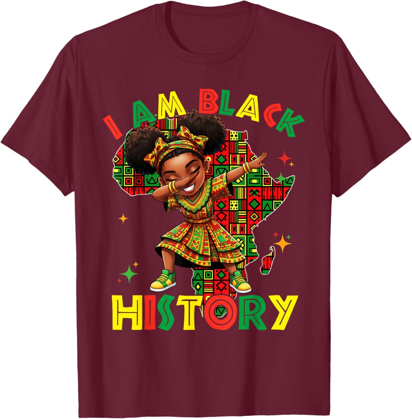 I'm Black History Month Shirt Girls Kids African American T-Shirt - T-Shirt | Maroon