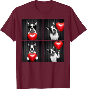 Funny Boston Terrier Photobooth Dog Lover Design Valentines T-Shirt - T-Shirt | Maroon