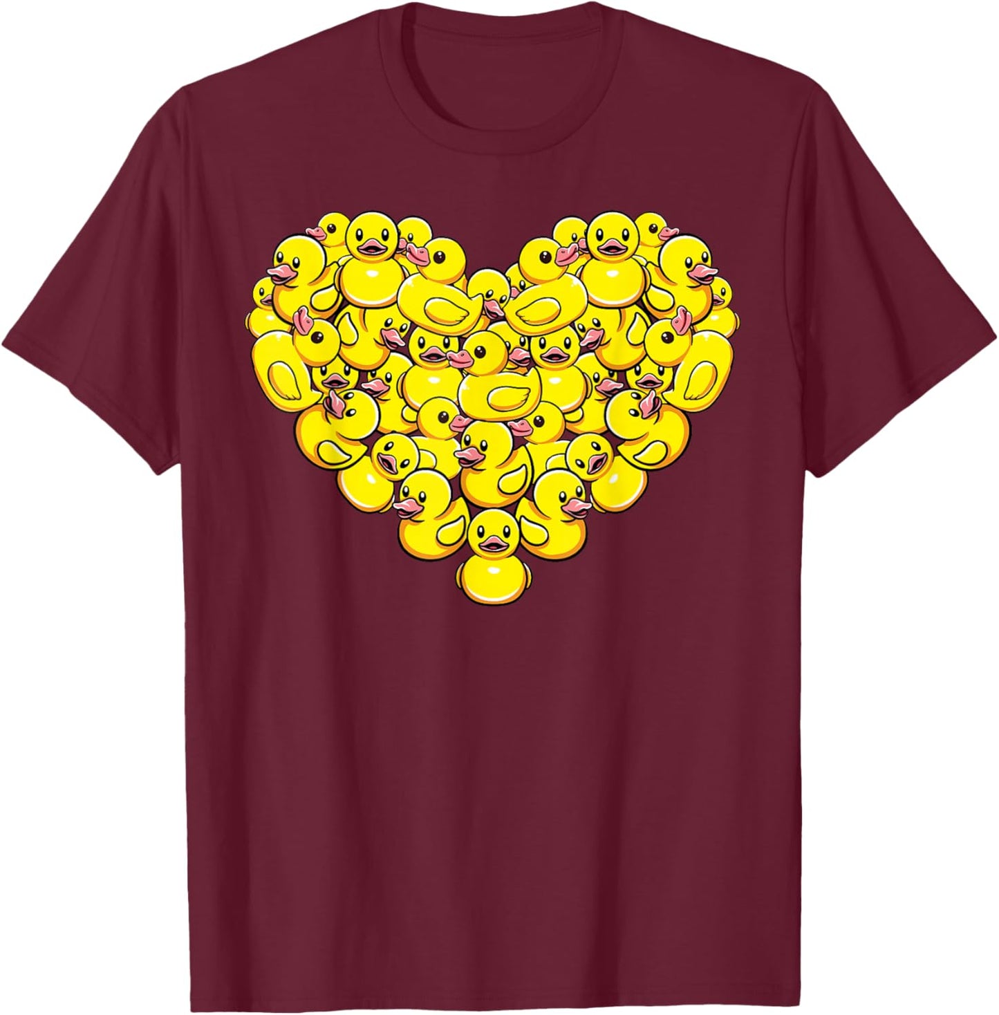 Heart Rubber Duck Lover Yellow Duckie Valentines Day Kids T-Shirt - T-Shirt | Maroon