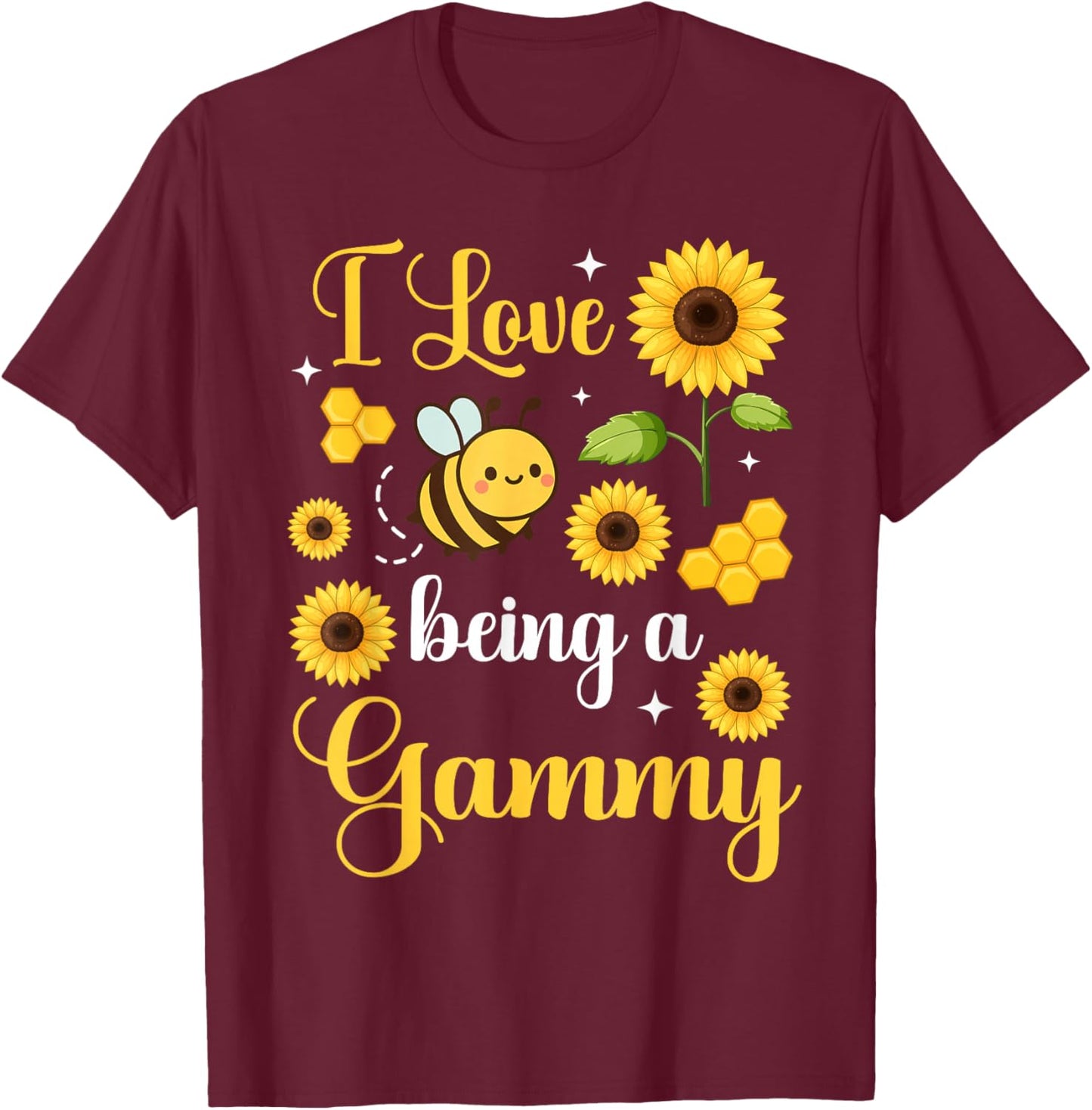 I Love Being A Gammy Sunflower and Bee T-Shirt - T-Shirt | Maroon