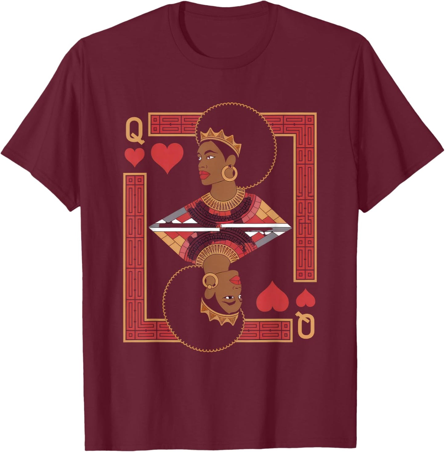 African Queen Card Melanin Black Pride BLM Juneteenth T-Shirt - T-Shirt | Maroon