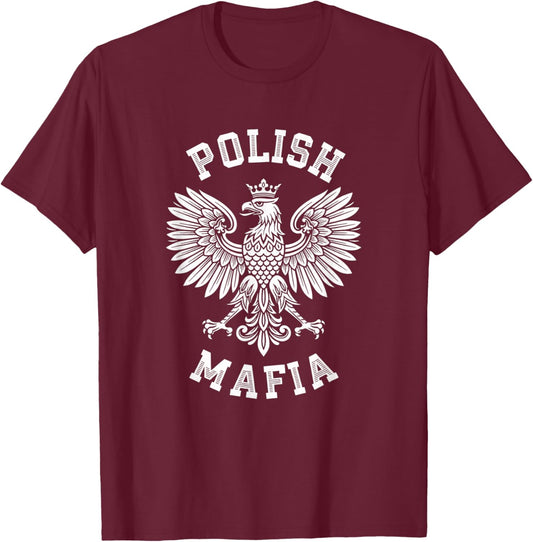 Polish Eagle Pride Polish Mafia Crest T-Shirt - T-Shirt | Maroon