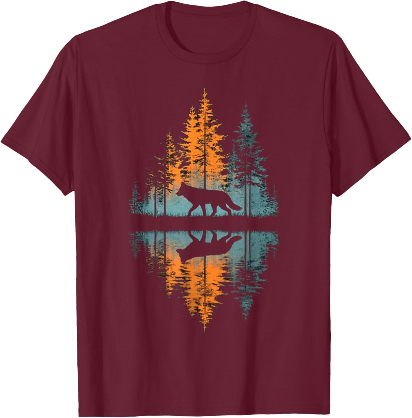 Funny Wolf Cool Nature Wildlife Graphic Wolf Lover Gifts T-Shirt - T-Shirt | Maroon