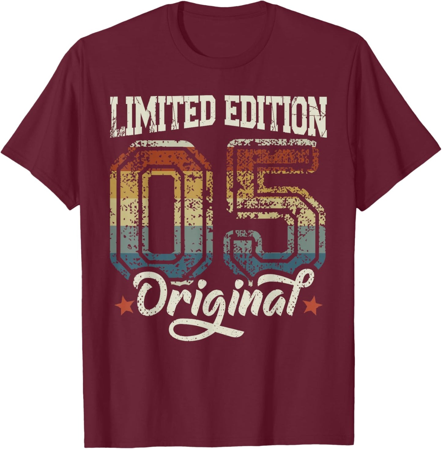 21st Birthday Man Woman 21 Years 2005 Decorative Gift Funny T-Shirt - T-Shirt | Maroon
