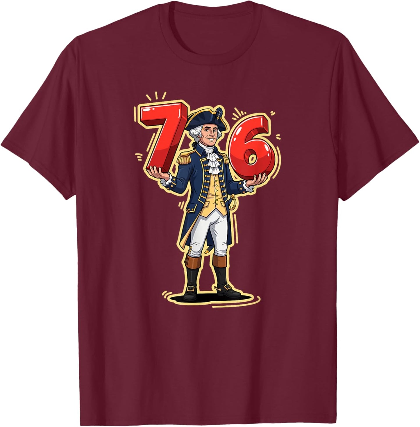 Funny George Washington Six Seven 6 7 Meme T-Shirt - T-Shirt | Maroon