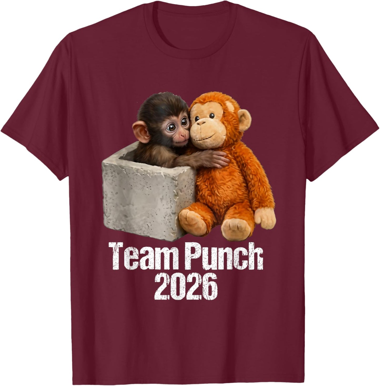 Baby Monkey Cute Monkey Team Punch 2026 Zoo T-Shirt - T-Shirt | Maroon