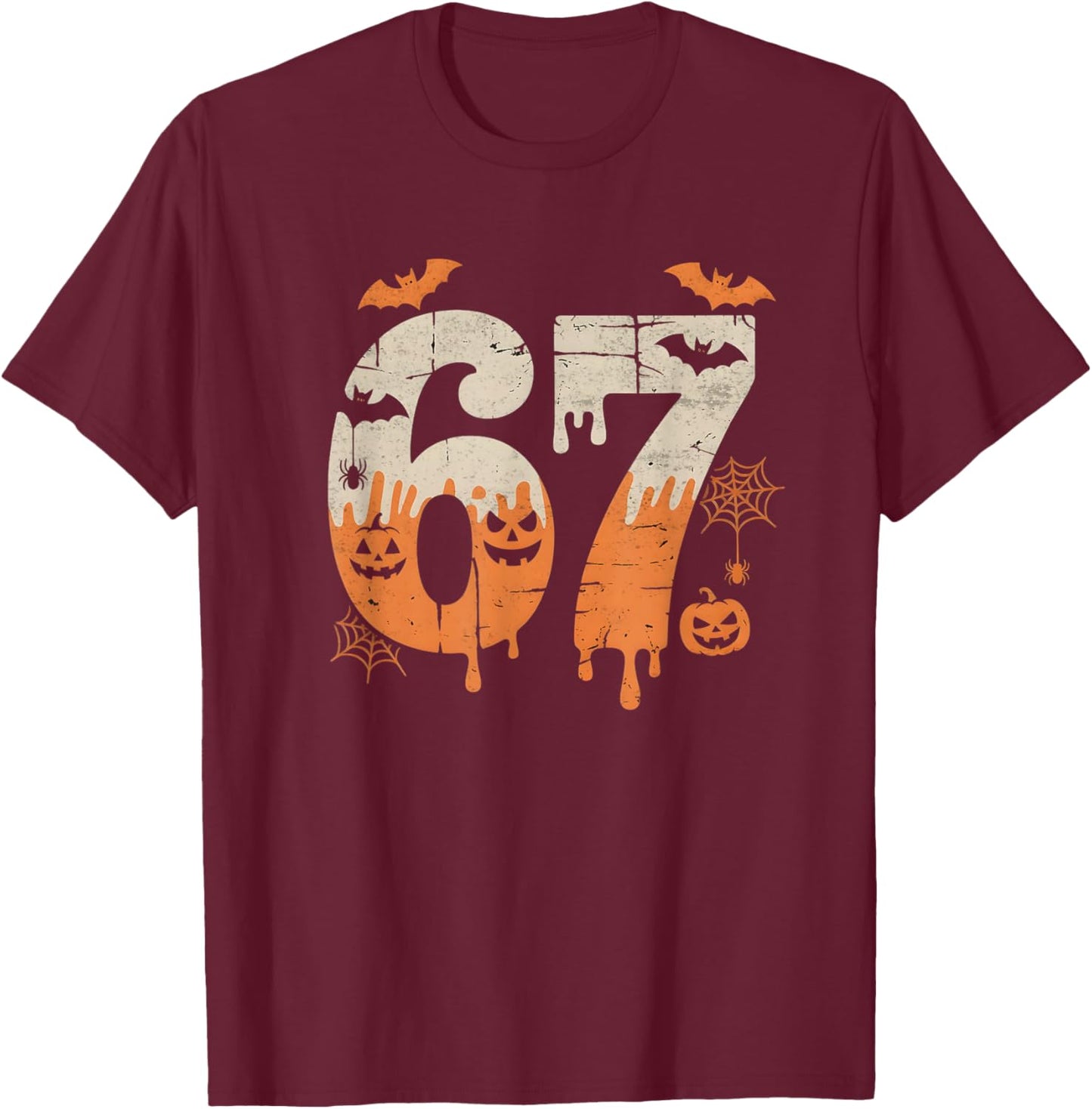 67 Six Seven Meme Halloween T-Shirt - T-Shirt | Maroon