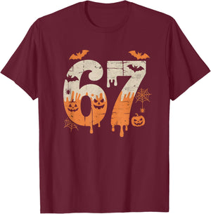 67 Six Seven Meme Halloween T-Shirt - T-Shirt | Maroon