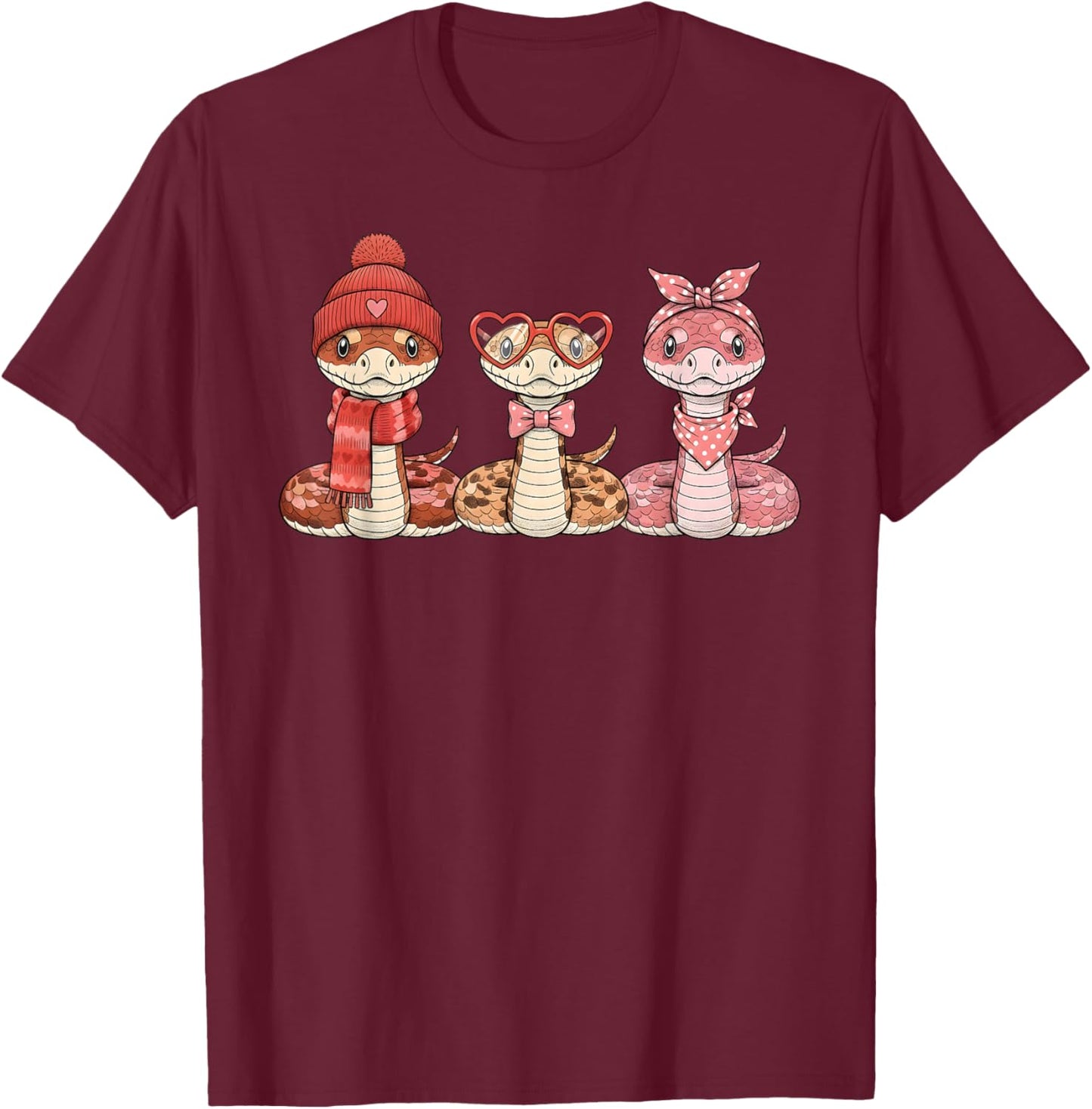 Retro Hognose Snake Cute Valentine T-Shirt - T-Shirt | Maroon