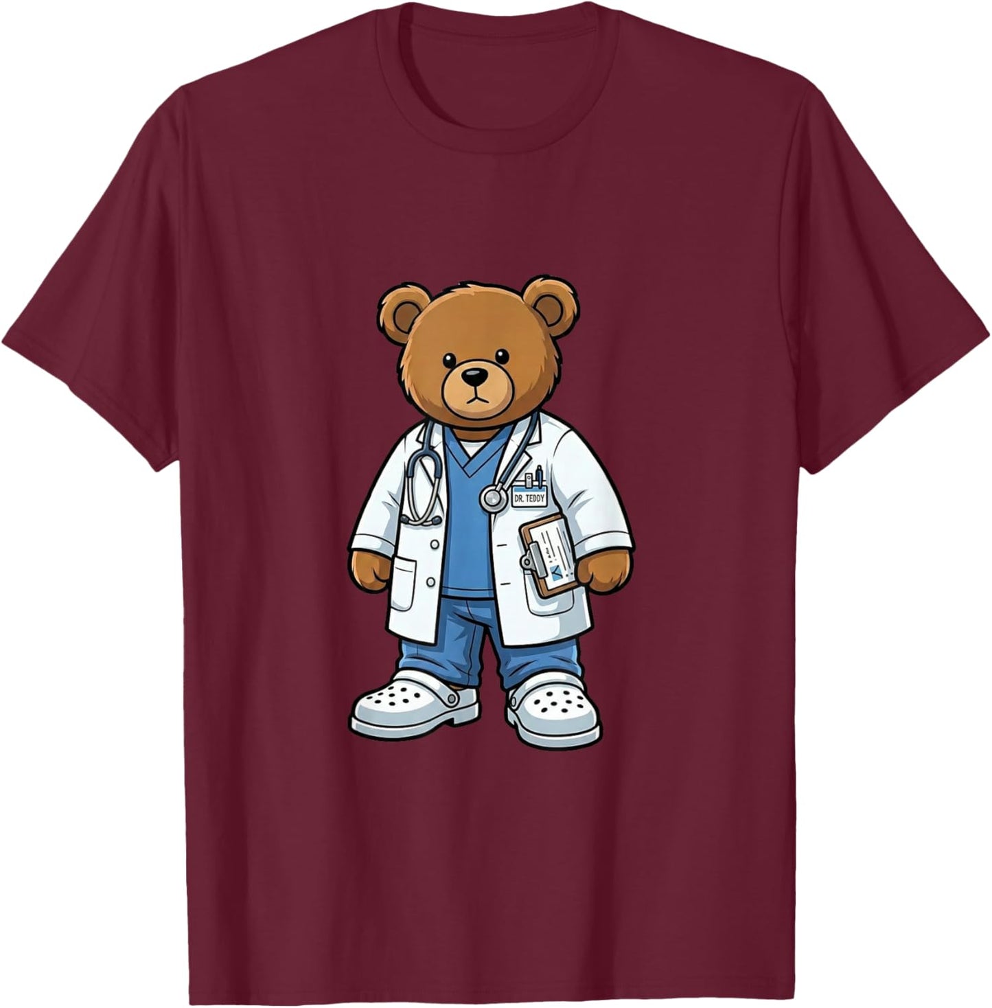 Doctor Teddy - Caring Medical Hero Bear T-Shirt - T-Shirt | Maroon