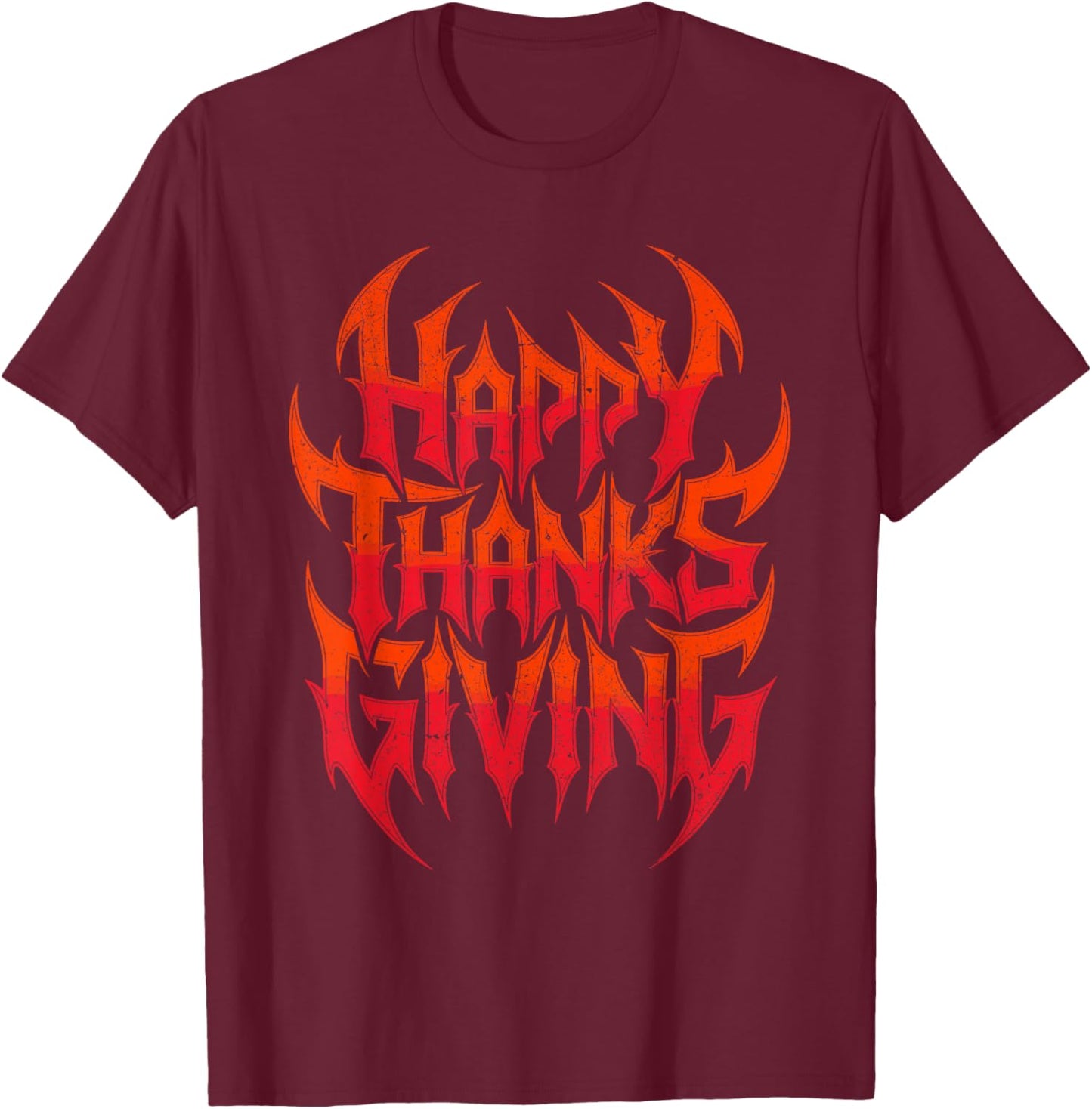 Happy Thanksgiving Heavy Metal Rock Music Lover T-Shirt - T-Shirt | Maroon