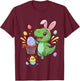 Dino Bunny Happy Funny Egg Toddler Kids Outfit Boys Easter T-Shirt - T-Shirt | Maroon