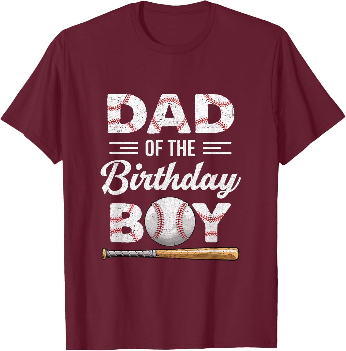 Dad of The Birthday Boy Baseball Matching Family T-Shirt - T-Shirt | Maroon