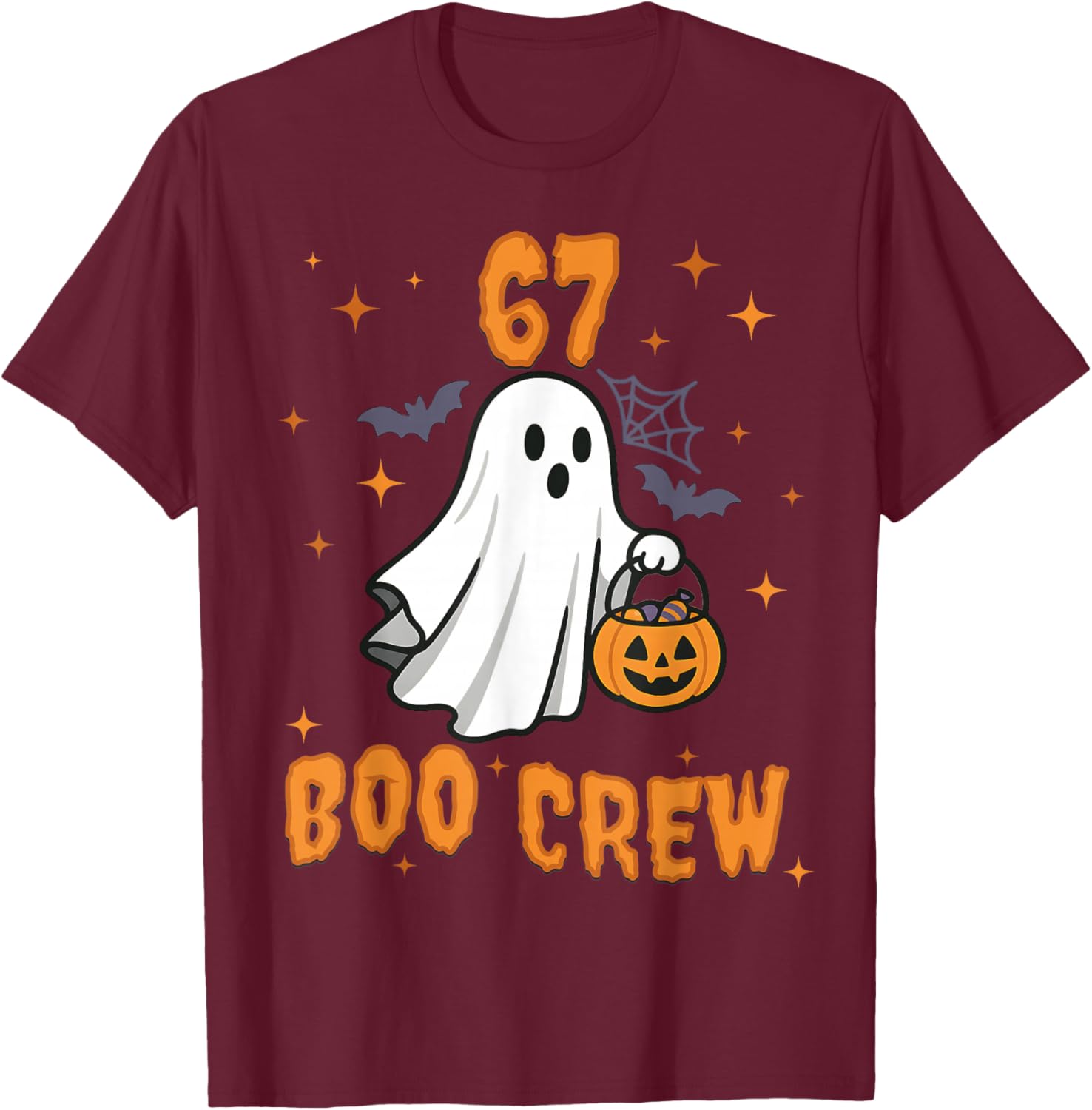 67 Halloween Ghost Boo Crew Matching Funny Brainrot Kids T-Shirt - T-Shirt | Maroon