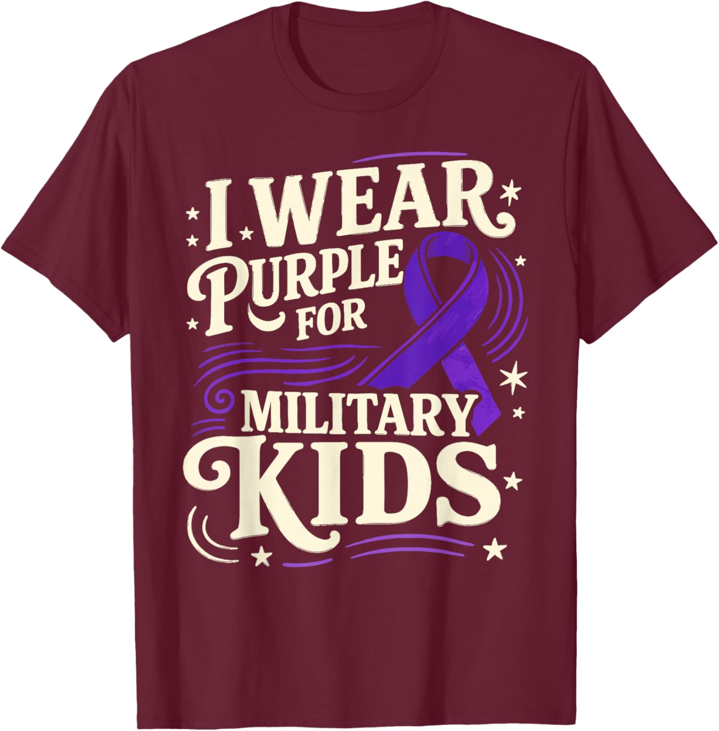 Purple Up Military Kids Month of Military Child T-Shirt - T-Shirt | Maroon