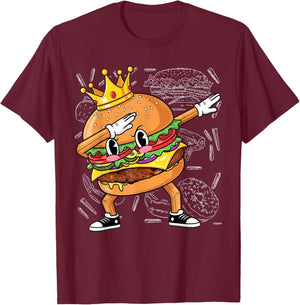 King of Burger Dab Dancing Funny Hamburger T-Shirt - T-Shirt | Maroon