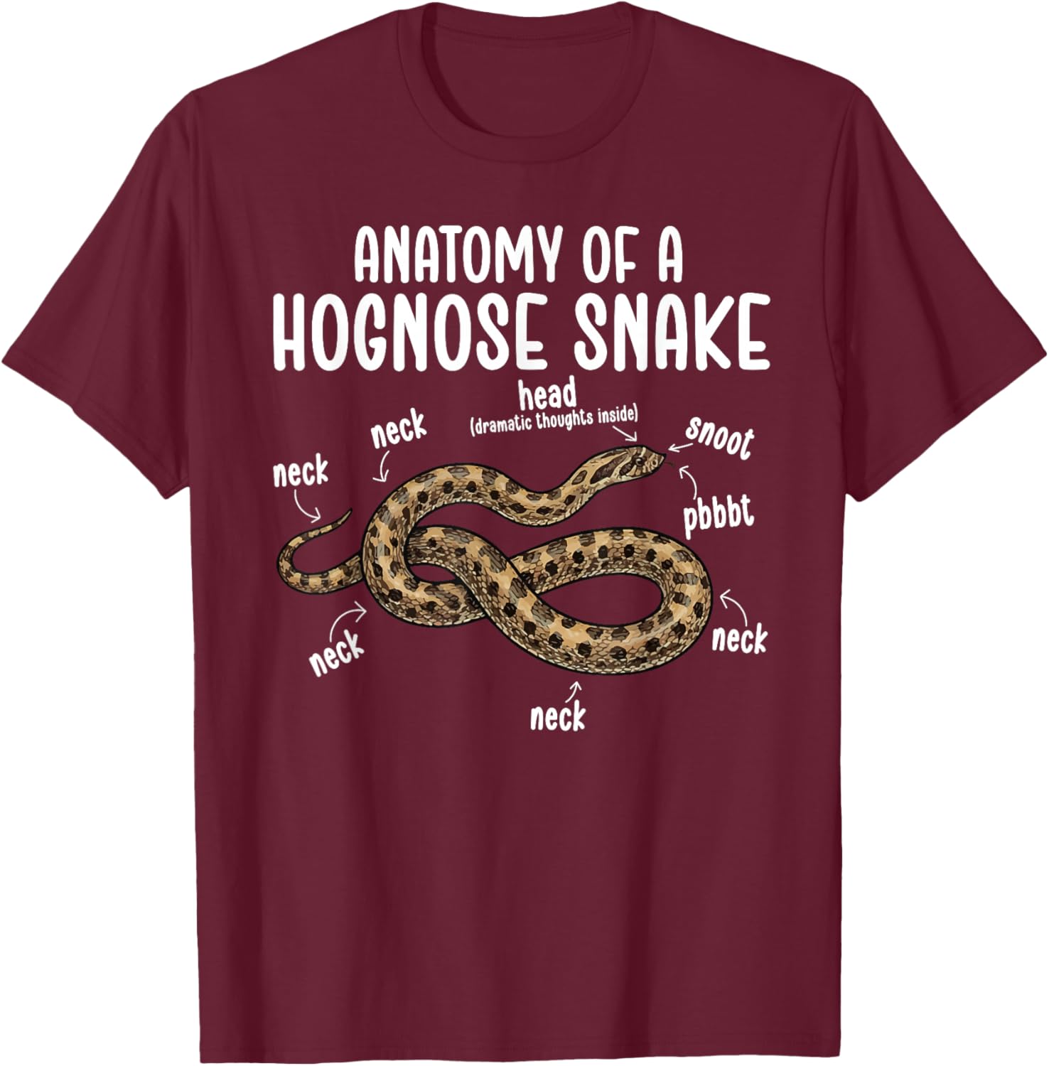 Anatomy of A Hognose Snake Owner Hognose Snake Lover T-Shirt - T-Shirt | Maroon