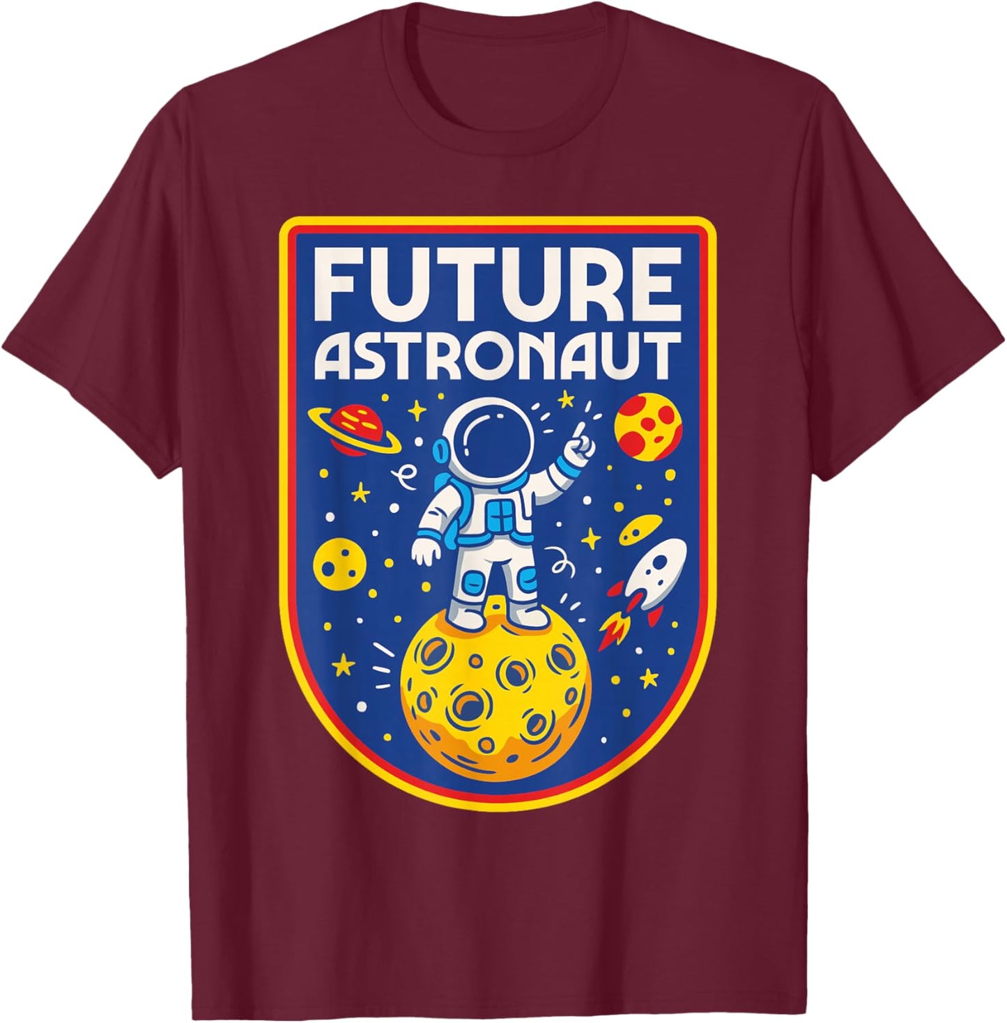 Future Astronaut Moon Planet Earth Science Outer Space Retro T-Shirt - T-Shirt | Maroon