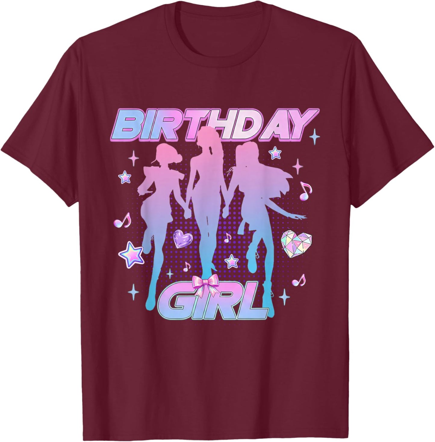 Birthday Girl K pop Birthday Coquette Pink Bow Girl T-Shirt - T-Shirt | Maroon